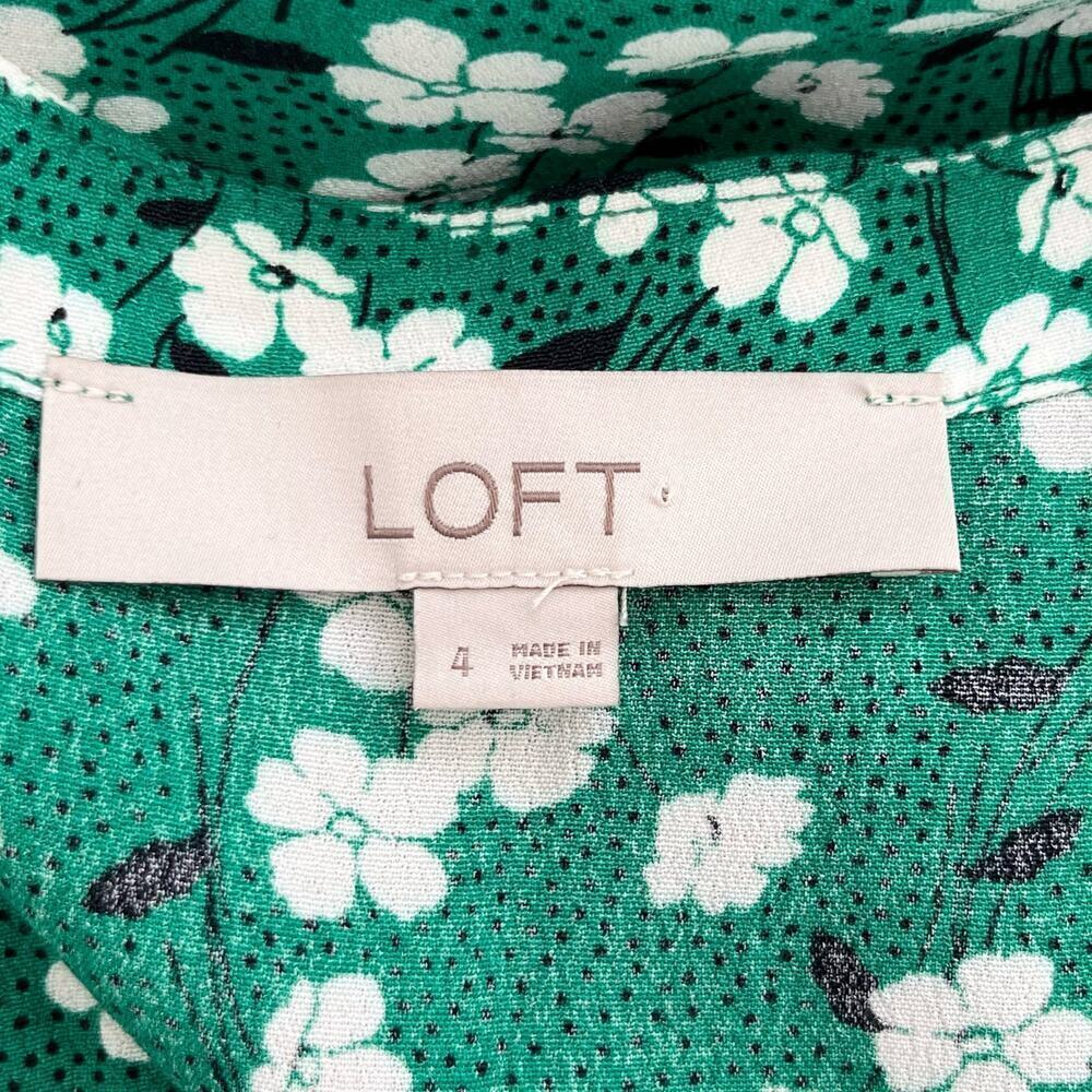 LOFT Green Floral Midi Dress - Picture 4 of 12